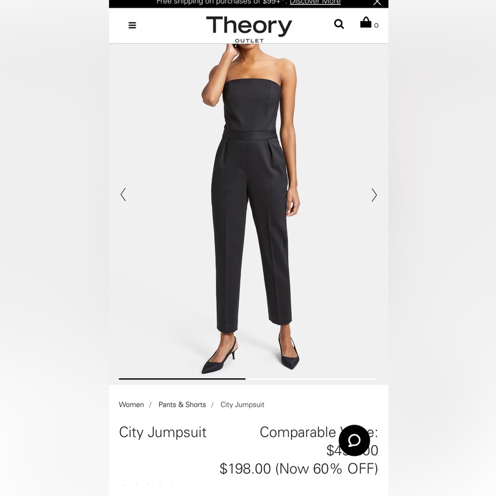 Theory black jumpsuit size 8, worn once and dry cleaned